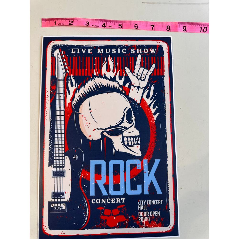8 x 12 Vinyl Sticker Vintage Poster Rock Concert